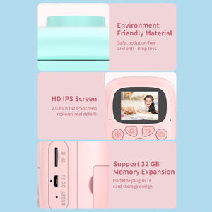 32GB Pink Cartoon Kids Camera with Rotating Lens | A18 HD