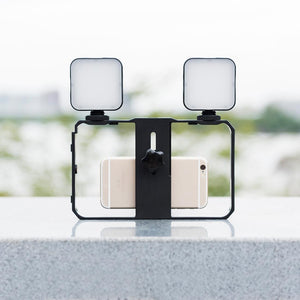 Vlogging Live Broadcast Smartphone Video Rig with LED Selfie Light & Stabilizer Handle