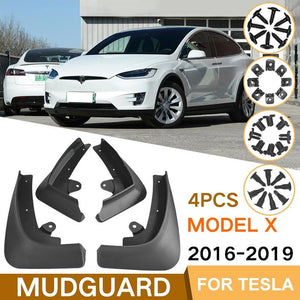 For Tesla Model X 2016-2021 | 4 Pcs / Set Car Auto Soft Plastic Splash Flaps Fender Guard