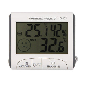 Digital Thermometer & Hygrometer | External Sensor | White