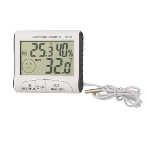 Digital Thermometer & Hygrometer | External Sensor | White