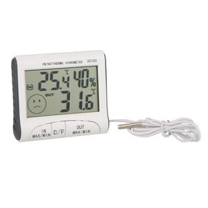 Digital Thermometer & Hygrometer | External Sensor | White
