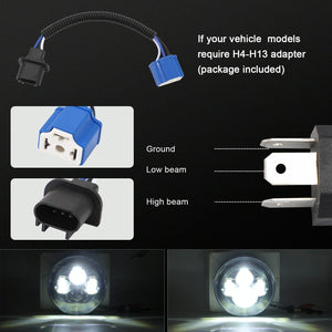 7 Inch Round LED Headlight | H4 / H13 | DC 9-30V | 4000Lm | 6000K | 40W | Jeep Wrangler