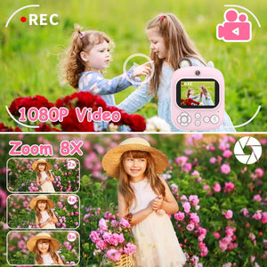 32GB Instant Camera with 2.4" Display & Card Reader for Kids | 1200W | Blue | 32GB + Card Reader | Pink