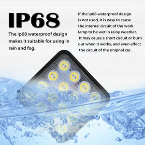 12W LED Spotlight | Square Waterproof | Car, Boat & Marine | DC 9-30V | White Light