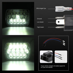 7 Inch 5X7 H4 15W DC 9-30V 1500Lm IP67 Car Truck Off-Road Vehicle LED Work Lights / Headlight with 15 LEDs Lamps