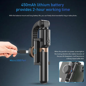 Multifunctional Mobile Phone Gimbal Stabilizer with Live Video & Selfie Stick