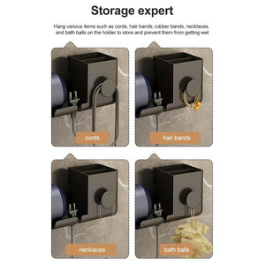 Wall Mounted Holder for Dyson Hair Dryer | Bathroom Storage Rack | Simple Black | Upgrade Black