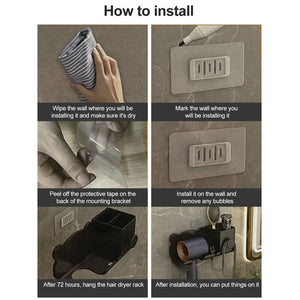 Wall Mounted Holder for Dyson Hair Dryer | Bathroom Storage Rack | Simple Black | Upgrade Black