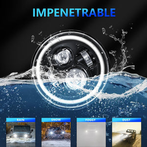 7 Inch Round LED Angel Eye Headlight | Colorful DRL | Car & Motorcycle