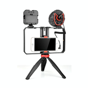 Vlogging Video Rig with LED Light, Mic & Tripod