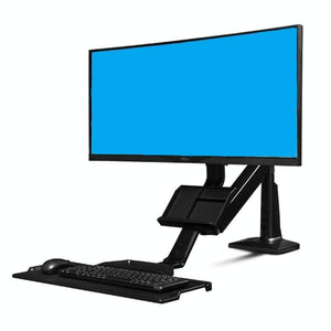 Sit-Stand Workstation | Ergonomic Monitor Holder | Foldable Keyboard Tray | 19-27" Full Motion
