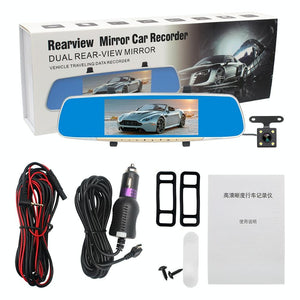 7" LCD Touch Screen Rear View Mirror Car Recorder | With Separate Camera