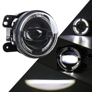 2 Pcs 4 Inch LED Angel Eye Fog Lights | Jeep Wrangler / Dodge / Chrysler PT Cruiser | White Light