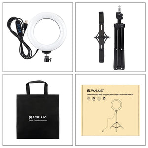 Live Broadcast Dual Phone Bracket with 70cm Tripod & 6.2 Inch 16cm LED Ring Light Kit