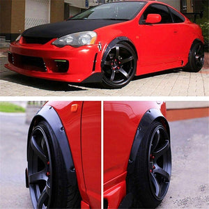 Universal Car Fender Flares | 4 Pcs | Black | Unpainted | Wheel Eyebrow Protection