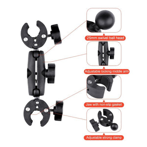 Adjustable Dual-Head Handlebar Mount for Motorcycle Selfie Stick