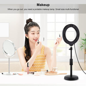 16cm USB LED Ring Light | With Tripod | 3 Modes | Black