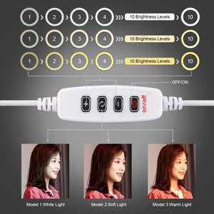 16cm USB LED Ring Light | With Tripod | 3 Modes | Black