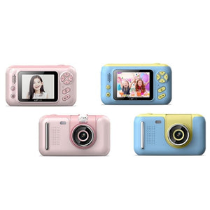 2.4" HD Reversible Kids Camera + 16GB Memory Card & Reader | Yellow & Blue