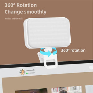 Rechargeable Clip - On Selfie Light with 66 LEDs | 3 Modes for Phone, Laptop & Tablet | Black | White