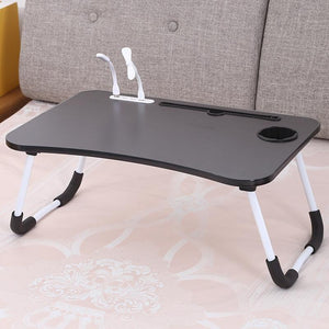 Portable Folding Desk with Fan & Lamp | Compact Design | Cool Black
