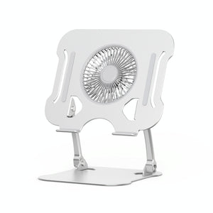 Silver Foldable Laptop Bracket with Fan | Space-Saving Design