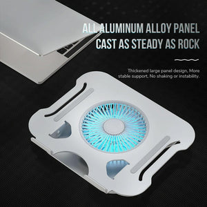 Silver Foldable Laptop Bracket with Fan | Space-Saving Design