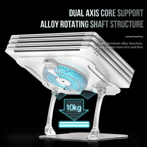 Silver Foldable Laptop Bracket with Fan | Space-Saving Design