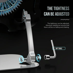 Silver Foldable Laptop Bracket with Fan | Space-Saving Design