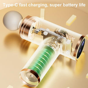 Silent Fascia Gun for Muscle Relaxation | High Frequency Vibration Massager | White