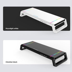 Foldable Laptop Stand with RGB Lighting & USB Expansion | Monitor Rack | Moonlight White