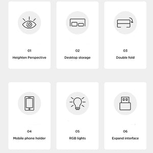 Foldable Laptop Stand with RGB Lighting & USB Expansion | Monitor Rack | Moonlight White