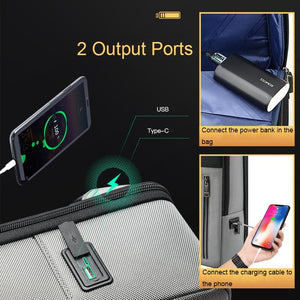 Multifunctional Anti-Theft Laptop Backpack | Silver Gray | USB Charging Hole | Secure Design