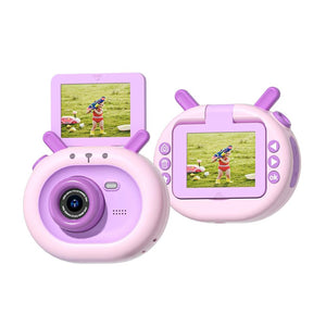 180° Flip-Screen Cartoon Digital Camera with Stand | 2.4" | 1080p HD | Violet