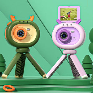 180° Flip-Screen Cartoon Digital Camera with Stand | 2.4" | 1080p HD | Violet