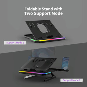 Adjustable Laptop Stand with 9 Levels of Lighting | Black