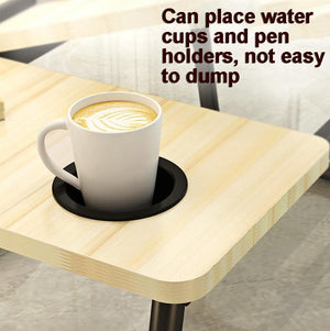 Adjustable Folding Laptop Desk with Cup Holder | Four-Speed Lifting Table for Dorms | Pink
