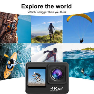 Outdoor Waterproof Dual-Screen WiFi Sports Camera with Anti-Shake HD Video