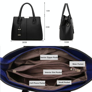 Vintage 2-in-1 Messenger Bag with Crocodile Pattern & Leather Wallet | Black