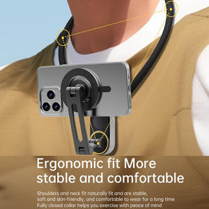 Versatile Magnetic Neck Holder for Phones & Action Cameras | Black