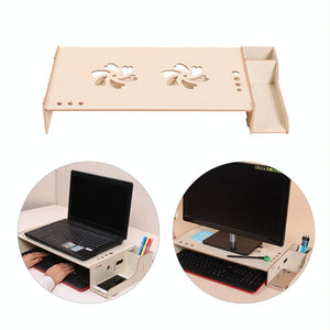 Wood Monitor Stand with Keyboard Storage | TBD049404601A
