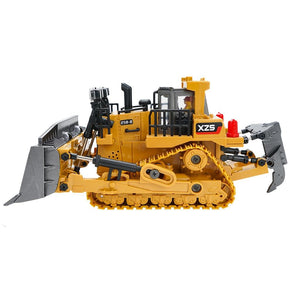 9-Channel Remote Control Bulldozer Toy with Alloy Excavator