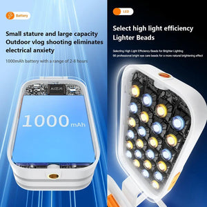 Mini RGB Fill Light with Phone Holder | White