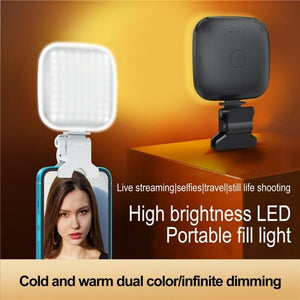 Portable Mini Clip - On LED Fill Light for Video Conferencing & Live Streaming | Black