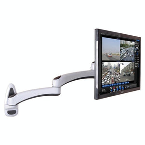 White Dual-Section Telescopic Monitor Stand | Wall-Mounted