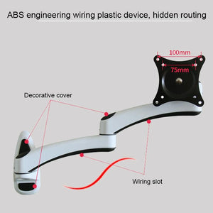 White Dual-Section Telescopic Monitor Stand | Wall-Mounted