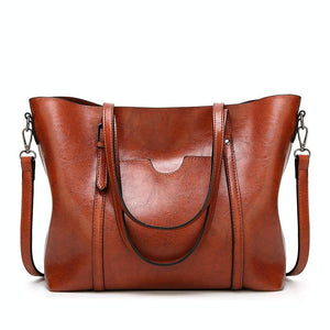 Stylish All-Match Leather Handbag | Wax Finish | Wine Red
