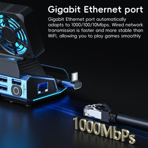 9-in-1 USB-C Gaming Dock with Detachable Fan | Blue / Black