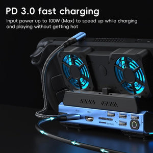 9-in-1 USB-C Gaming Dock with Detachable Fan | Blue / Black